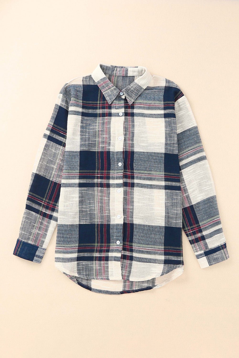 Womens Plaid Layering Shirt Lightweight Blue Distressed Raw Edge Plaid Print Shirt - Razels