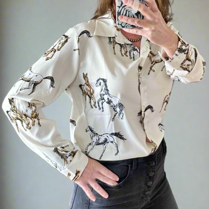 Women's Western Blouse, Horse Blouse - Razels