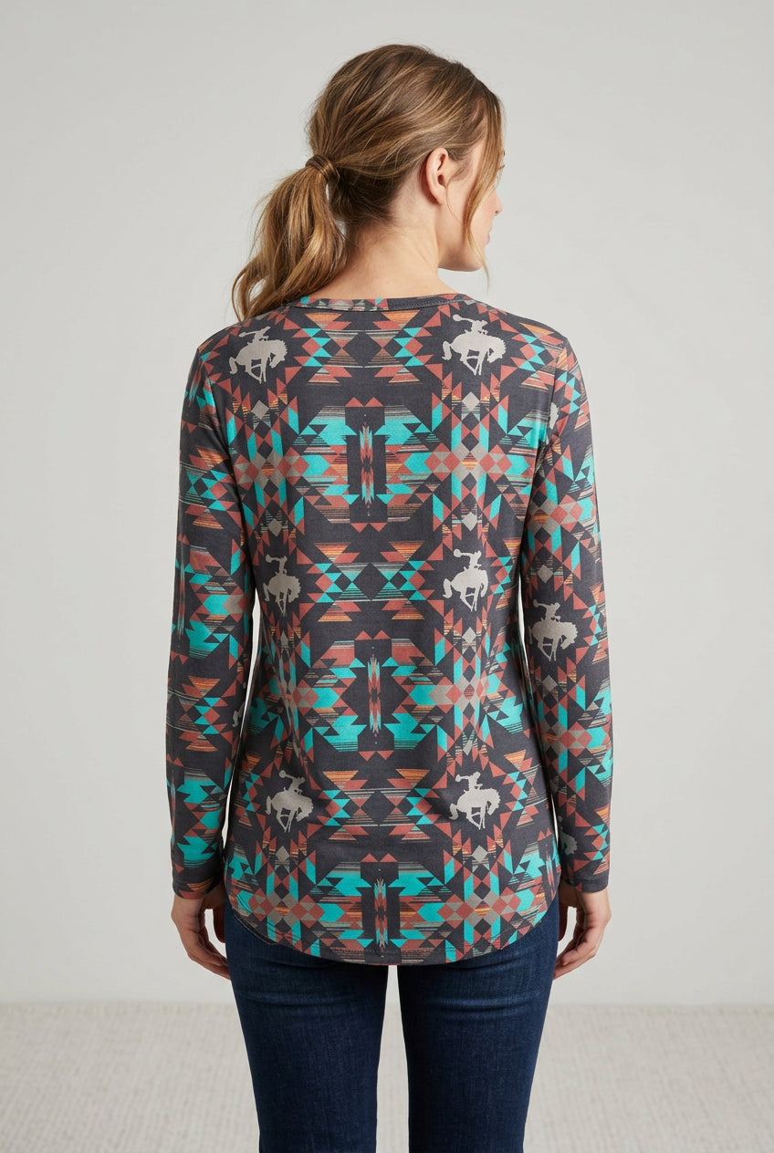 womens wearing back of crazy train tunic